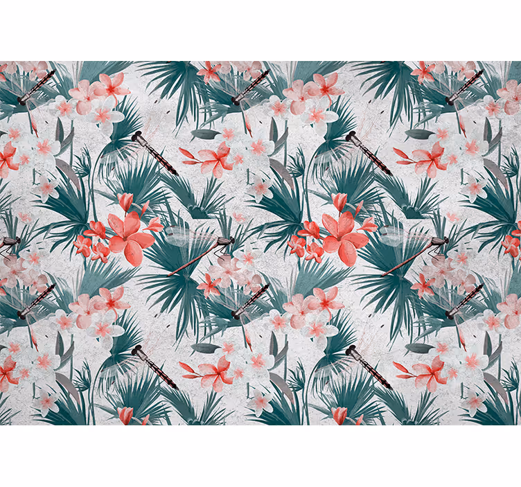Rollo fenster küche mit tropischen pflanzen und blumen - TenStickers