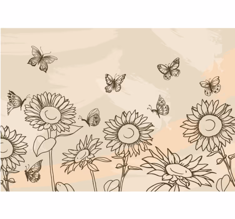 Rollo fenster küche sonnenblumen und schmetterlinge beige - TenStickers