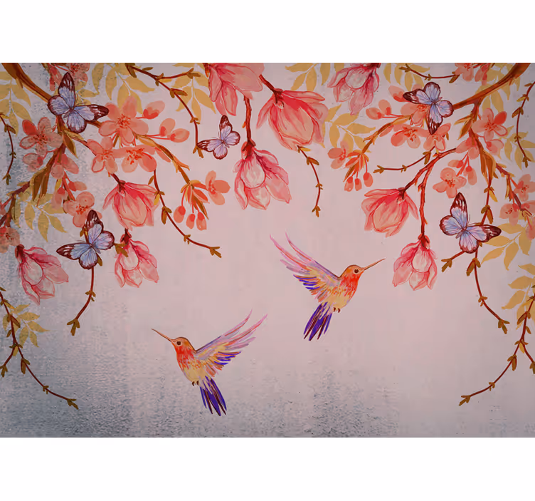 Rollo fenster küche magnolien und vögel im chinesischen stil - TenStickers