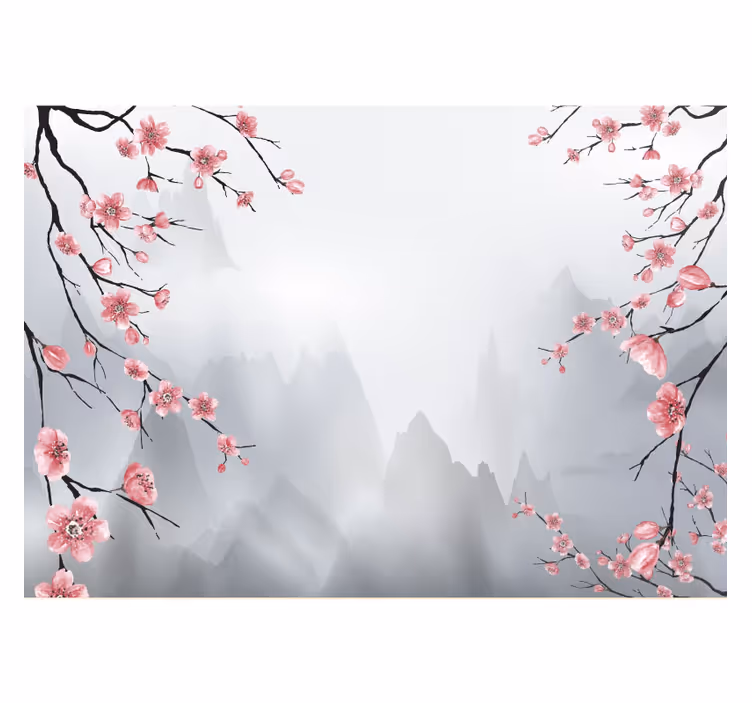 Rollo fenster küche mit japanischen kirschblütenzweigen - TenStickers