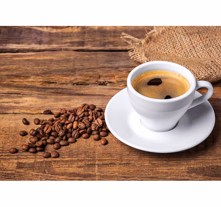 Rollo fenster küche mit kaffee auf holztisch - TenStickers