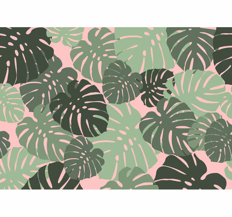 Rollo fenster küche mit pinken monstera-blättern - TenStickers