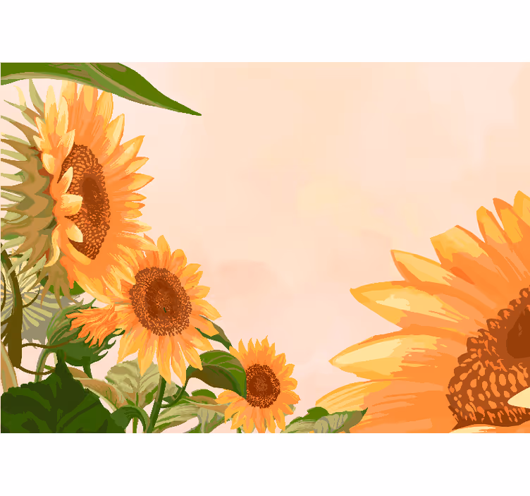 Rollo fenster küche mit gemalten sonnenblumen - TenStickers