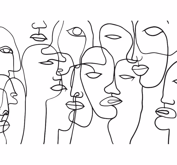 Rollo fenster weiß mit gesichts-muster - TenStickers