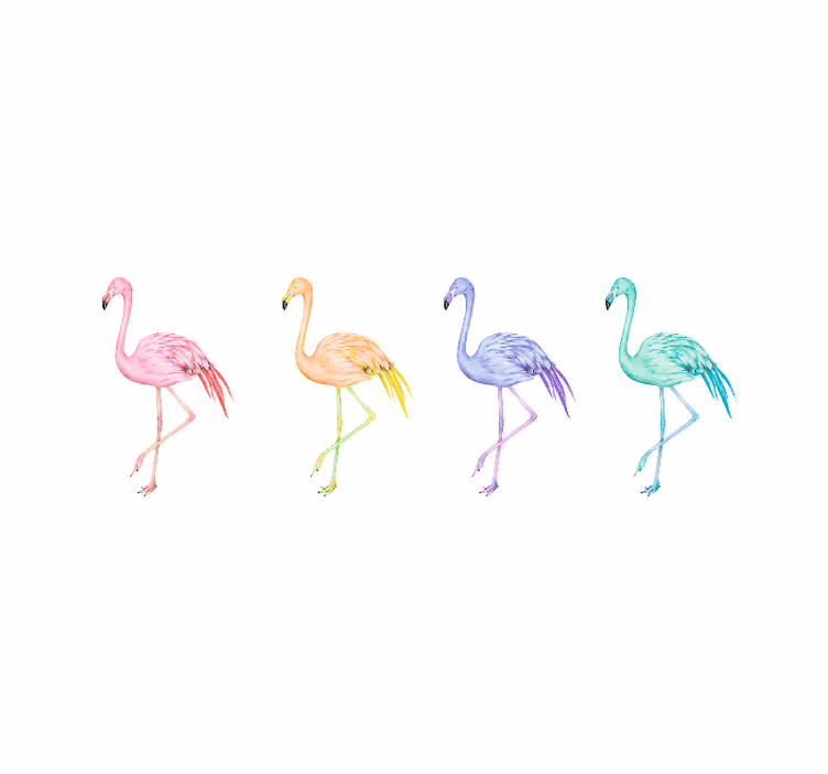 Rollo fenster weiß mit bunten nahtlosen flamingos - TenStickers