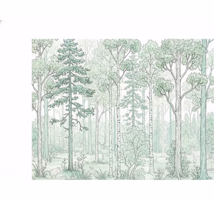 Rollo fenster weiß mint waldskizze - TenStickers