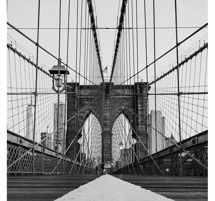 Rollo fenster wohnzimmer brooklyn bridge schwarz-weiß - TenStickers