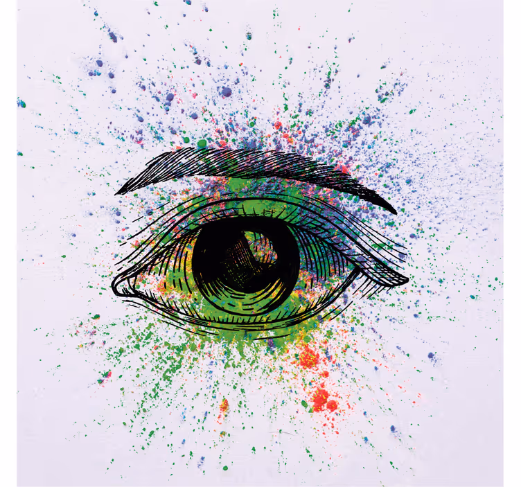 Rollo fenster wohnzimmer mit abstrakten bunten augen - TenStickers