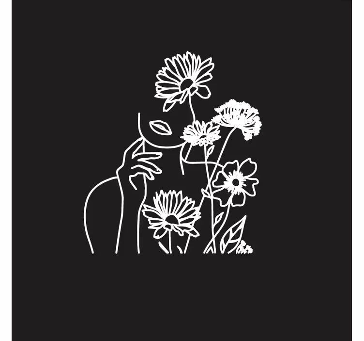 Rollo fenster wohnzimmer frau und sonnenblumen design - TenStickers