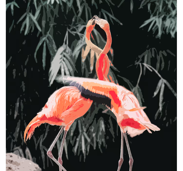 Rollo fenster wohnzimmer mit schönen flamingos - TenStickers