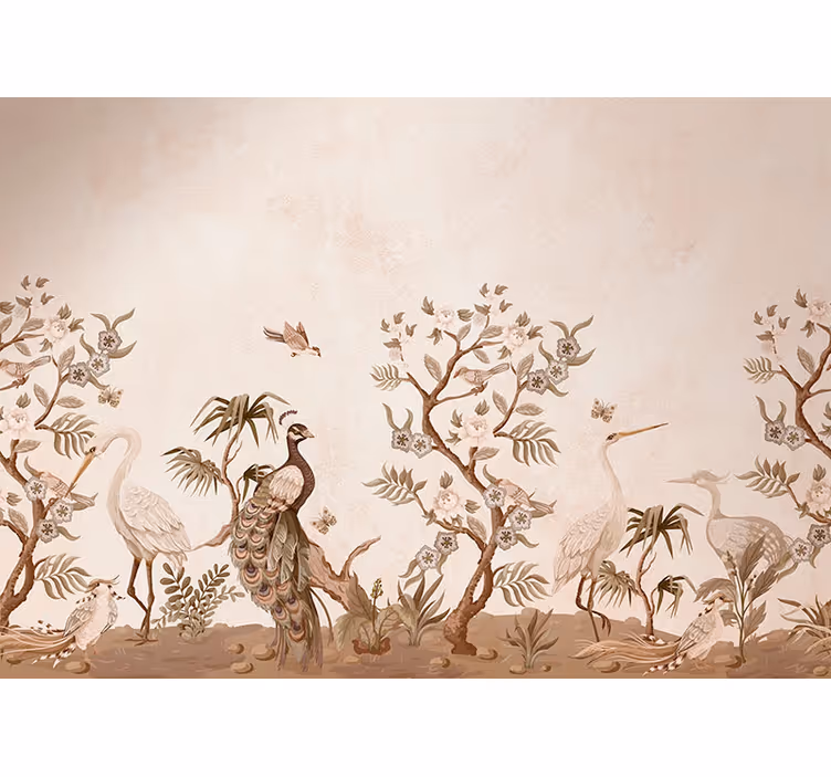 Rollo fenster beige mit vintage tiermotiven - TenStickers