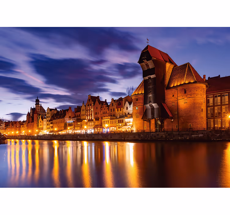 Rollo fenster blau gdańsk bei nacht - TenStickers