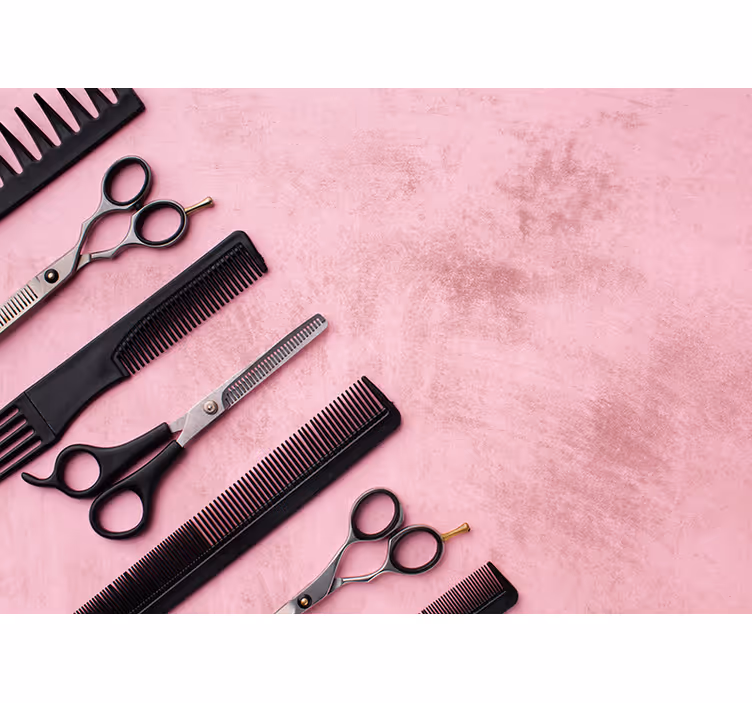Rollo fenster rosa friseur utensilien - TenStickers