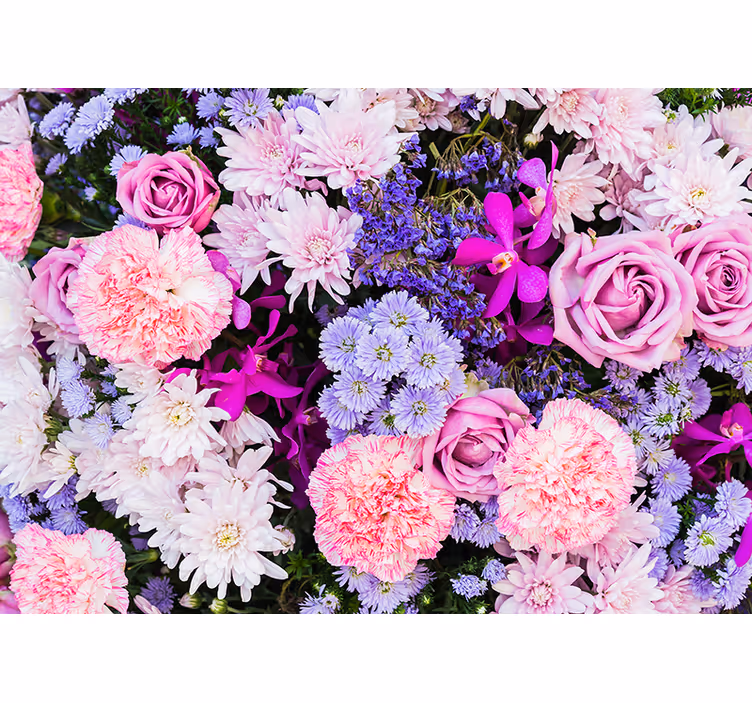 Rollo fenster rosa mit bunten blumen - TenStickers