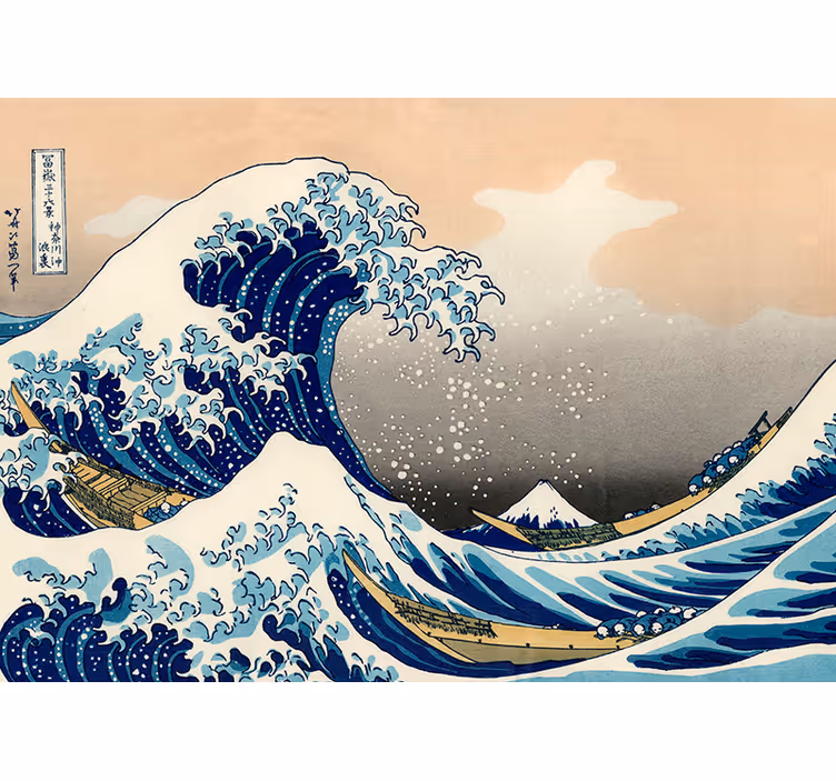 Rollo fenster wohnzimmer hokusai welle fototapete - TenStickers