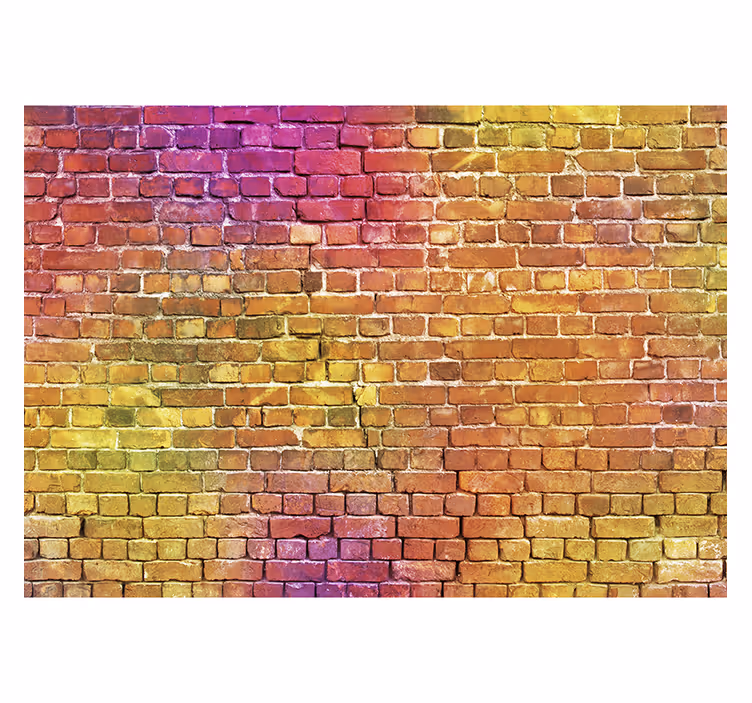 Rollo fenster wohnzimmer mit gemalter ziegelkunst - TenStickers