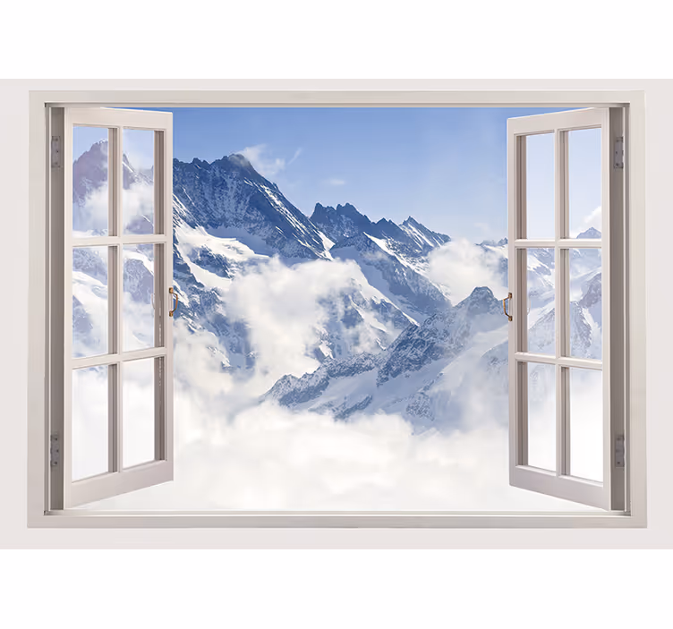 Rollo fenster wohnzimmer bergblick blauer himmel - TenStickers