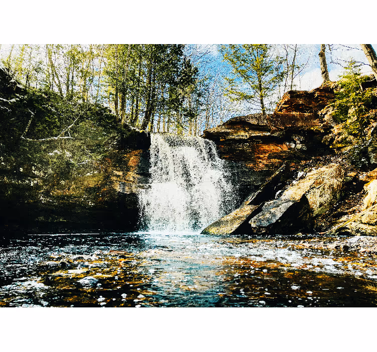 Rollo fenster wohnzimmer landschaft wasserfall wald - TenStickers