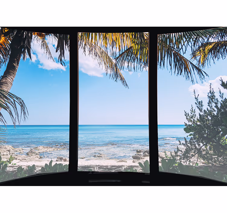 Rollo fenster wohnzimmer 3d meerlandschaft am fenster - TenStickers