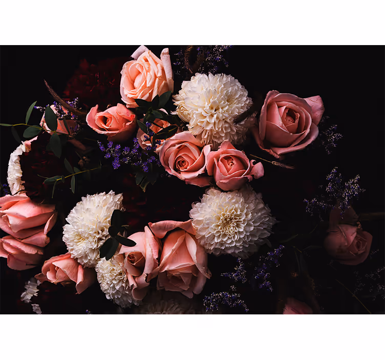 Rollo fenster wohnzimmer luxuriöser strauß rosa rosen - TenStickers