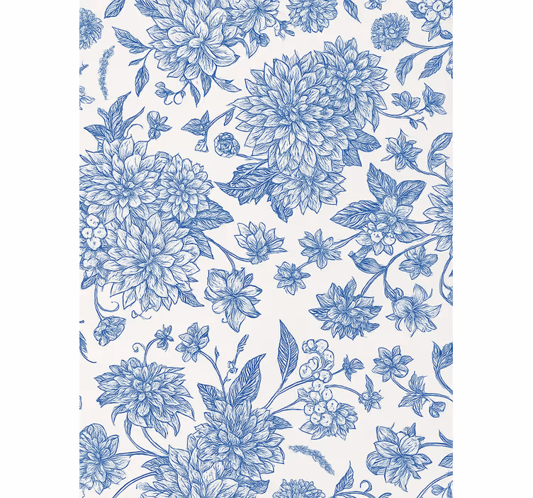 Rollo fenster blau blaue dahlienblüten - TenStickers