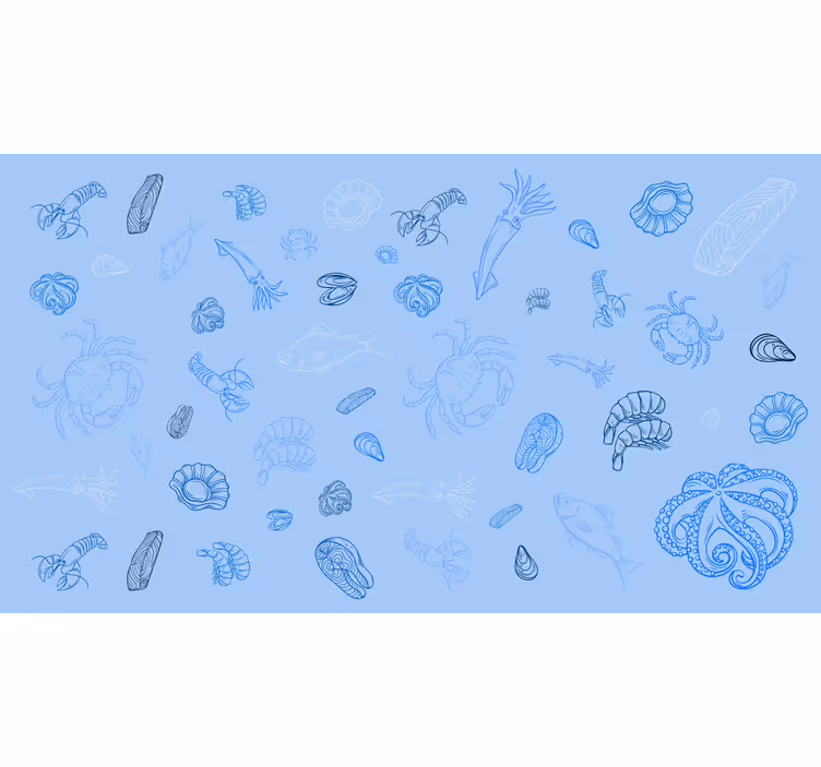Rollo fenster blau mit meeresfrüchte-muster - TenStickers