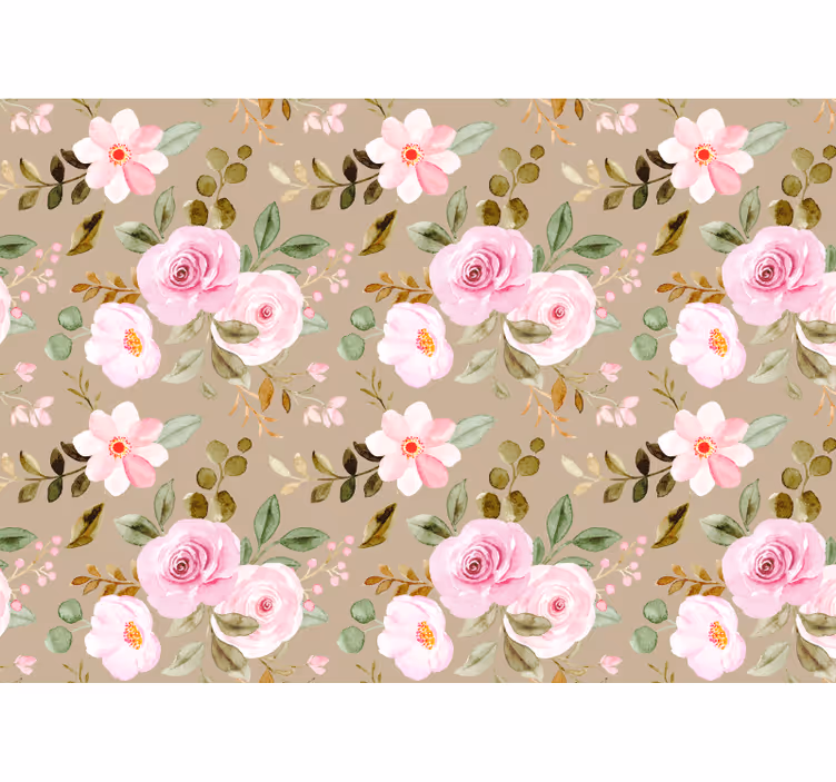 Rollo fenster wohnzimmer mit vintage beiger rosenstruktur - TenStickers