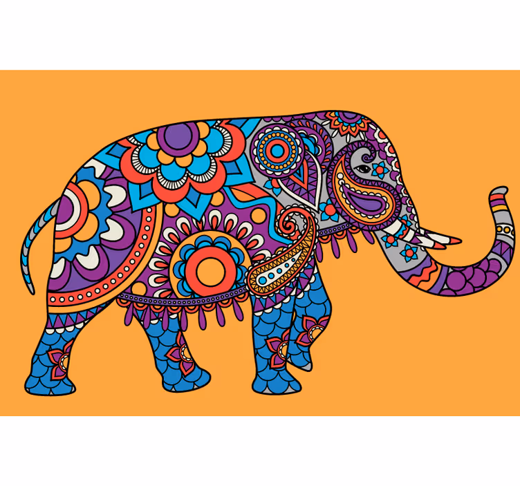 Rollo fenster wohnzimmer elefanten mandala mehrfarbig - TenStickers