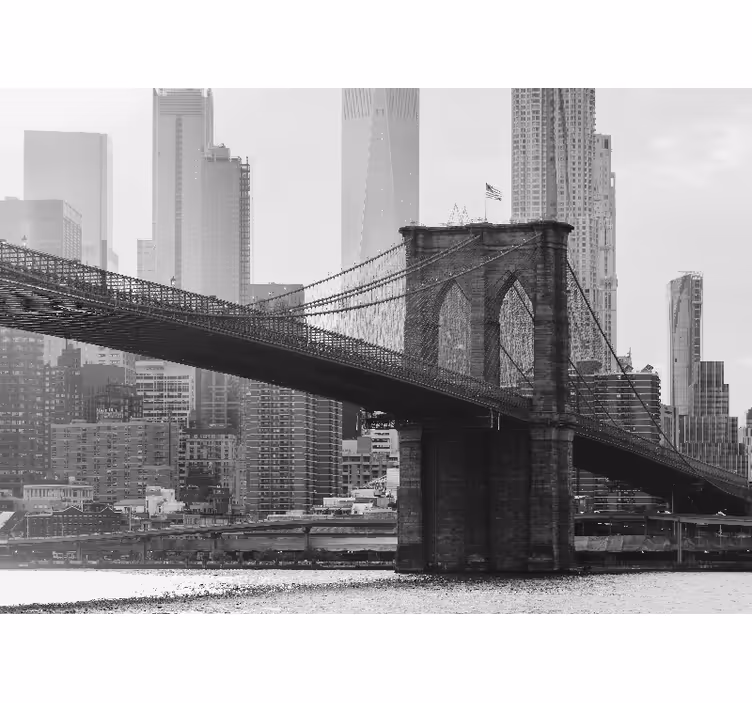 Rollo fenster wohnzimmer mit schwarz-weißem brooklyn-bild - TenStickers