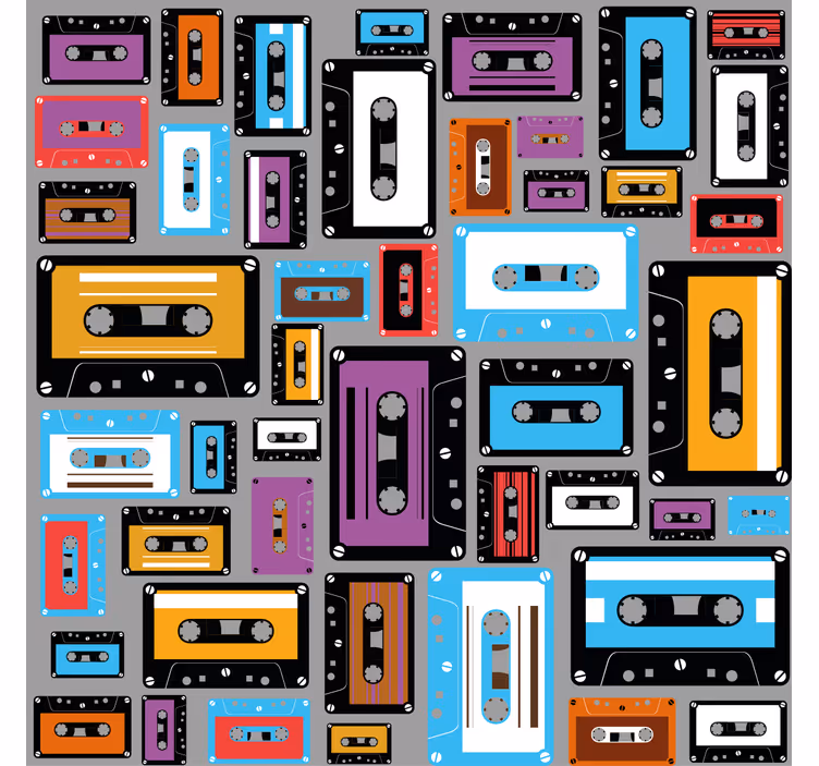 Rollo fenster wohnzimmer im retro 80er jahre kassettendesign - TenStickers