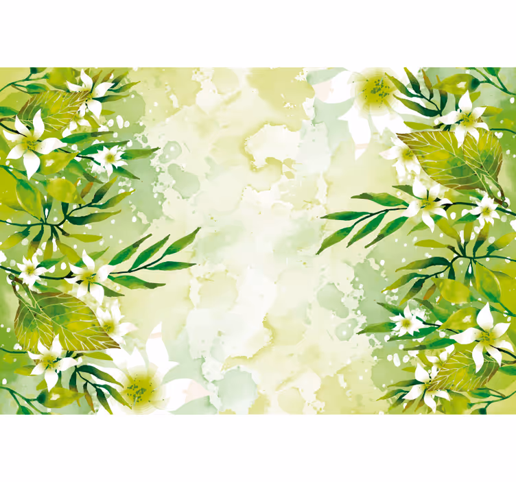 Rollo fenster grün mit grünen blumenmotiven - TenStickers