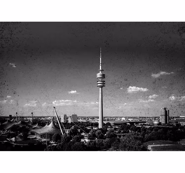 Rollo fenster wohnzimmer mit munich olympiapark skyline - TenStickers