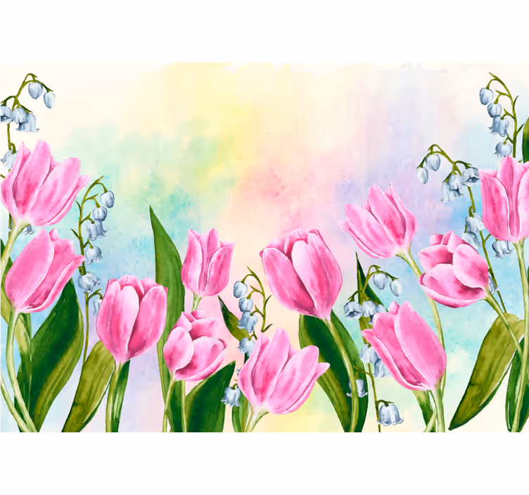 Rollo fenster wohnzimmer viele tulpen nebeneinander - TenStickers