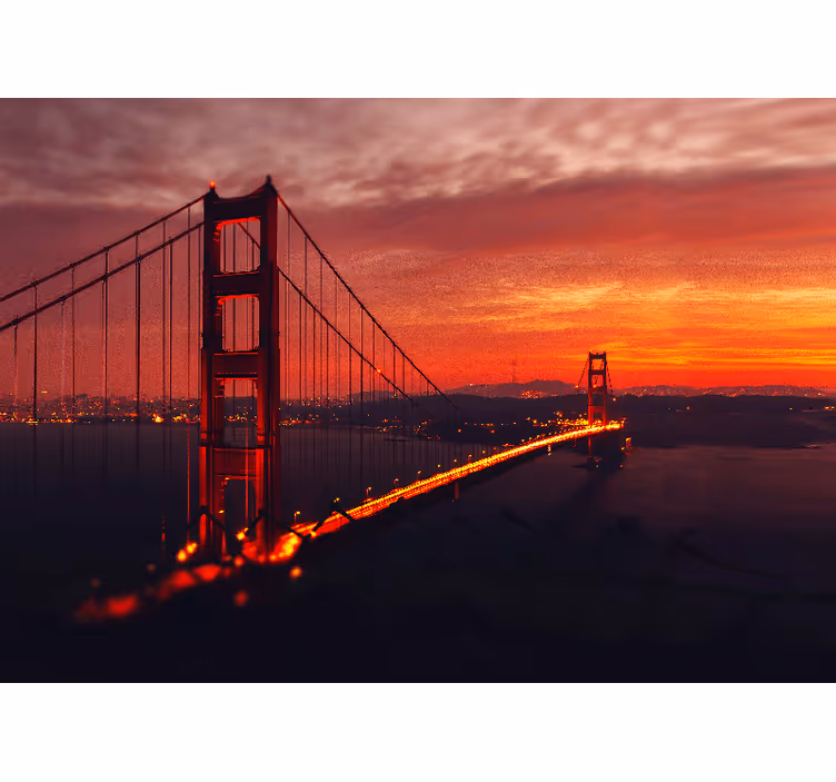 Rollo fenster wohnzimmer golden gate mit rotem himmel - TenStickers