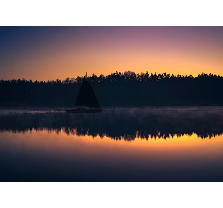Rollo fenster wohnzimmer mazury segelboot sonnenuntergang - TenStickers