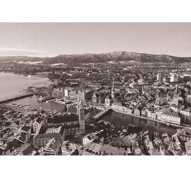 Rollo fenster wohnzimmer zürich mit bergen im hintergrund - TenStickers