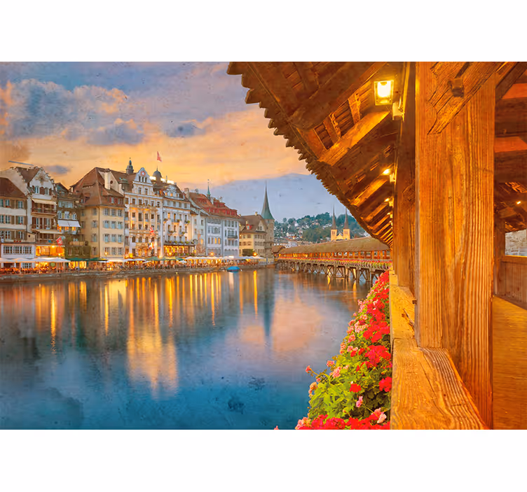 Rollo fenster wohnzimmer im alten stil am see in der schweiz - TenStickers