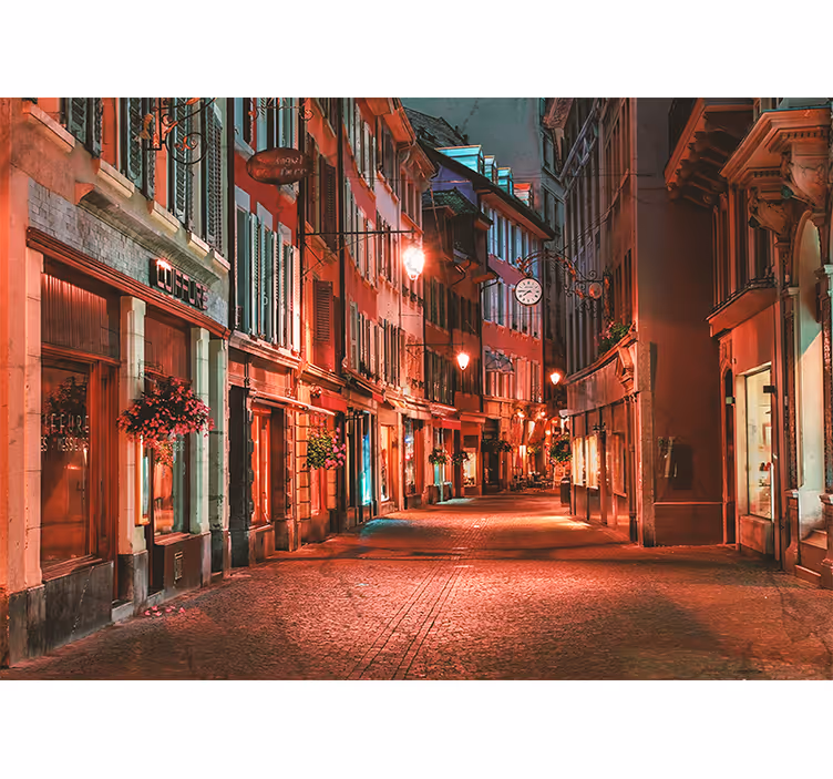 Rollo fenster wohnzimmer einsame stadt bei nacht schweiz - TenStickers