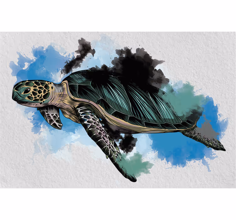 Rollo fenster wohnzimmer mit aquarell schildkröte - TenStickers