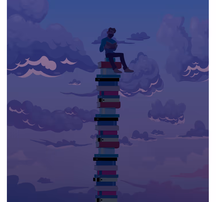 Rollo fenster wohnzimmer buchturm illustration - TenStickers