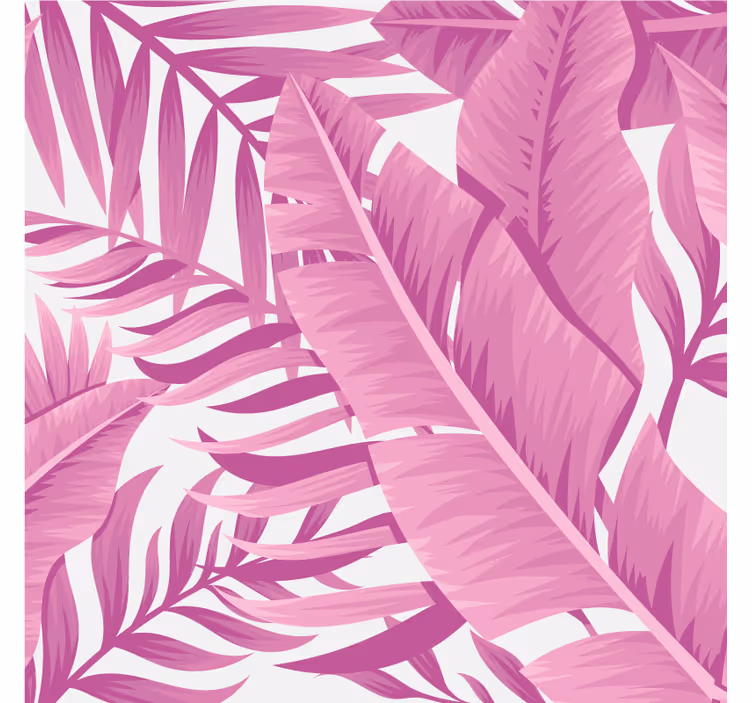 Rollo fenster wohnzimmer mit tropischen rosa palmenblättern - TenStickers