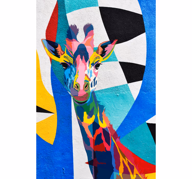 Rollo fenster wohnzimmer bunte abstrakte giraffe - TenStickers