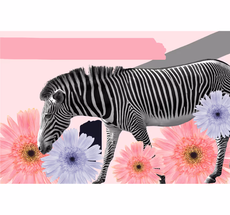 Rollo fenster wohnzimmer mit zebramuster collage - TenStickers