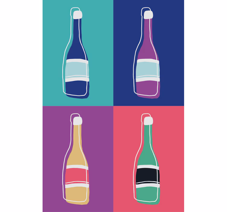 Rollo fenster wohnzimmer mit pop-art champagnerflaschen - TenStickers