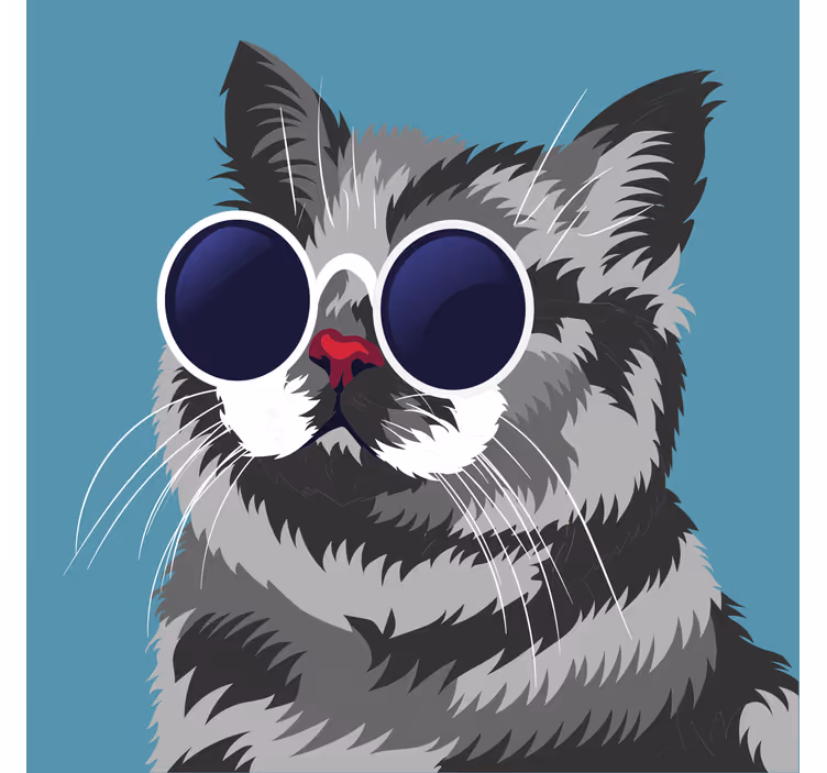 Rollo fenster wohnzimmer mit lustigem graukatzenbild - TenStickers