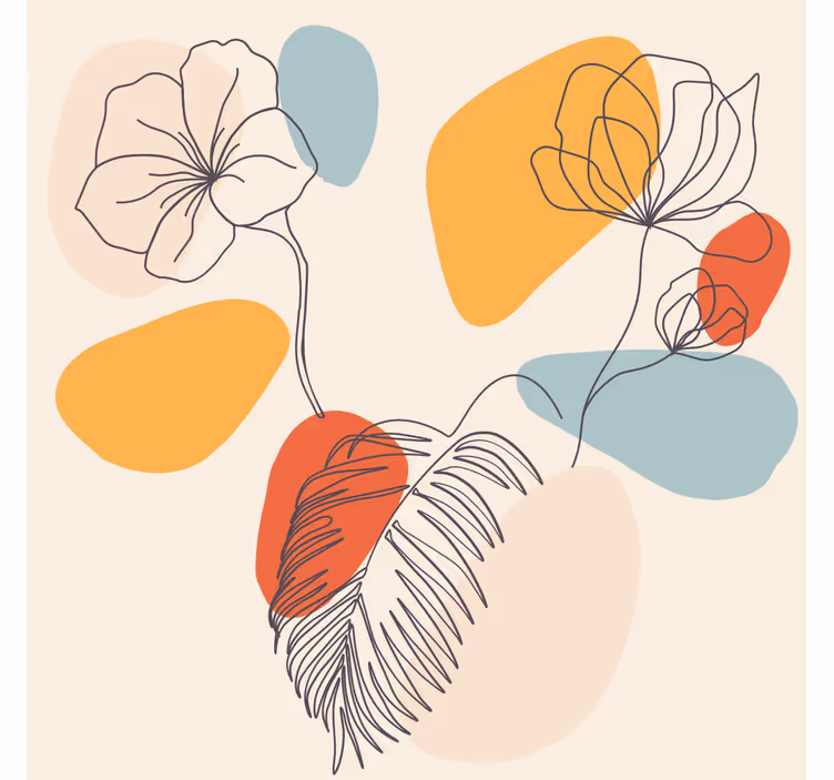 Rollo fenster wohnzimmer mit botanischer wandkunst - TenStickers