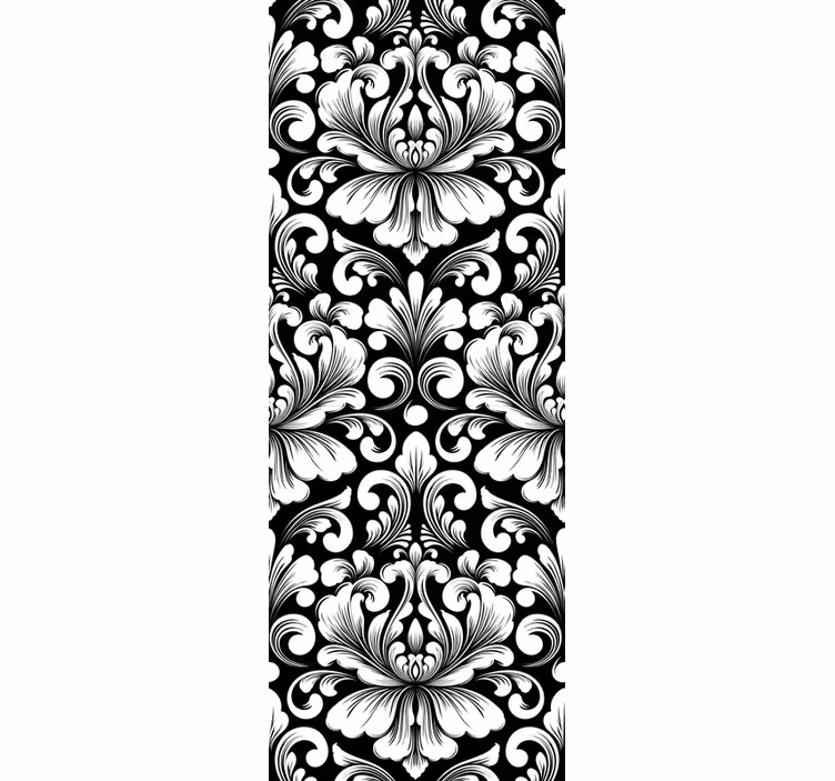 Rollo fenster vintage damastdesign schwarz weiß - TenStickers
