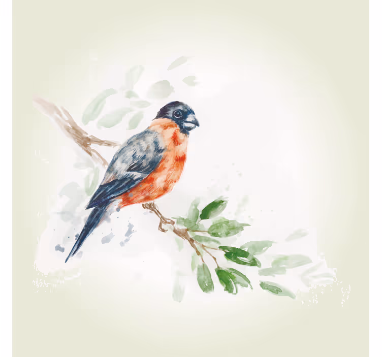 Rollo fenster wohnzimmer pastellfarbe vogel am ast - TenStickers