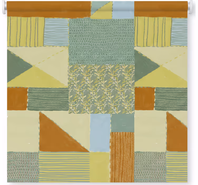 Rollo fenster wohnzimmer buntes patchwork dreieckdesign - TenStickers
