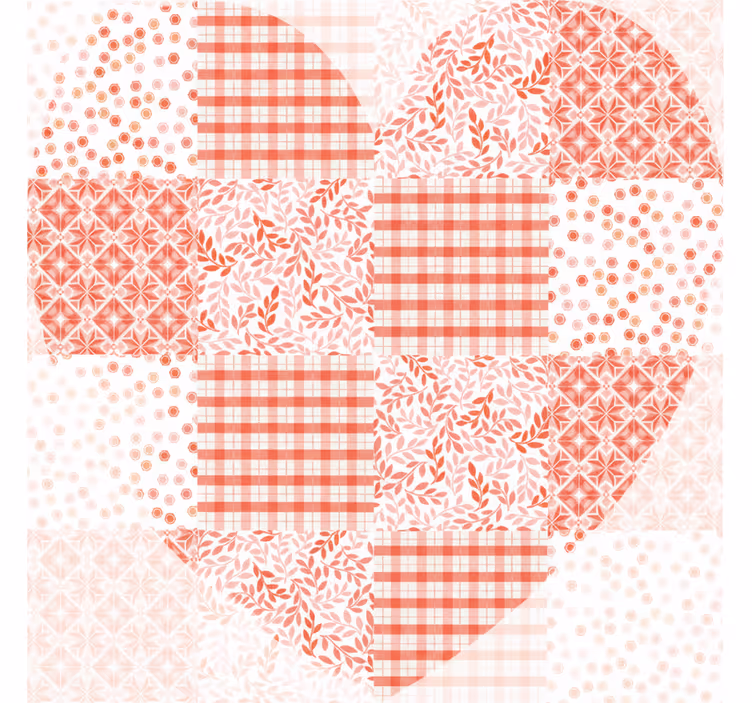 Rollo fenster wohnzimmer patchwork herzdesign rot weiß - TenStickers